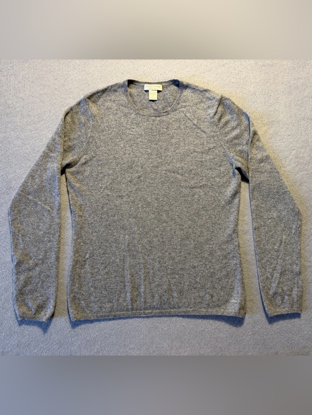 Simply Cashmere Women’s 100% Cashmere Sweater Large Gray Crewneck Knit Pullover